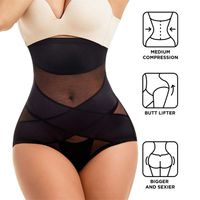 Women Hi-Waist Double Tummy Control Panty Butt Lifter Shapewear Waist Trainer Tummy Control Shorts Body Shaper Cincher Girdle