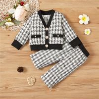 Baby 2pcs Long Sleeve Plaid Cardigan Coat and Trouser Princess Formal Outfits