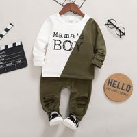 2-piece Toddler Boy Letter Casual Splice Tee and Pants Set