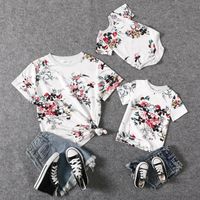 All Over Floral Print Short-sleeve T-shirts for Mom and Me