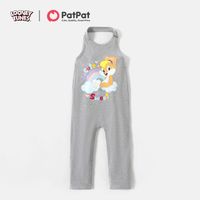Looney Tunes Toddler Girl Rainbow Print Backless Hlater Cotton Jumpsuit