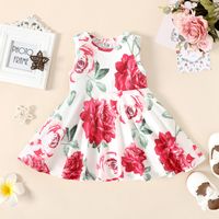 Baby Girl Allover Floral Print Flowy Sleeveless Tank Dress