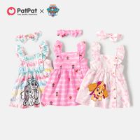 PAW Patrol 2pcs Toddler Girl Letter Print Ruffled Strap Dress and Headband Set