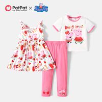 Peppa Pig Toddler Girl Short-sleeve Tee/Sleeveless Dress/Cherry Print Pink Pants