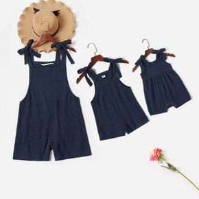 100% Cotton Strappy Shoulder Matching Navy Shorts Rompers