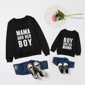 Letter Print Sweatshirts for Mom and Me