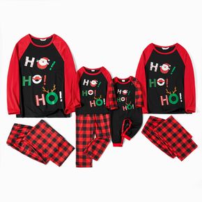 Mosaic Family Matching Santa Print HO HO HO Plaid Christmas Pajamas Sets (Flame Resistant)