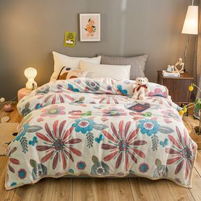 Winter Soft Warm Cartoon Flower Coral Fleece Bed Blanket Bedspread Sofa