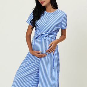 Maternity casual Stripes Print Suspender pants