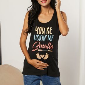 Maternity casual Letter Print Round collar Tank Tops