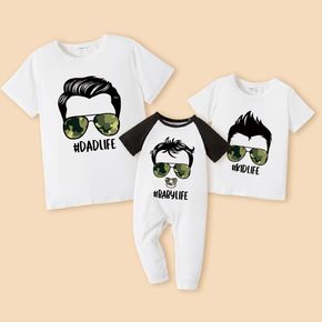 White or Grey Short Sleeve T-shirts for Daddy and Me(Raglan Sleeves T-shirts for Baby Rompers)