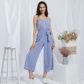 Ditsy Floral Print Belted Cami Jumpsuit
