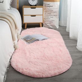 Oval Bedside Mat Home Thickened Hairy Children's Room Crawling Living Room Bedroom Full of Coffee Table Tatami Pink Carpet
