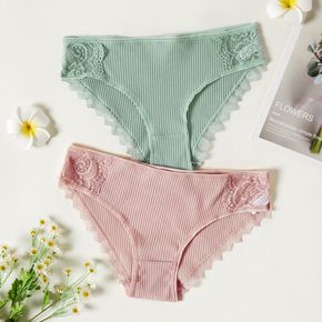 casual Print Underwear Lace Breathable Soft Lingerie Female Briefs Panty