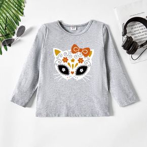 Kid Graphic Cat Print Long-sleeve Tee