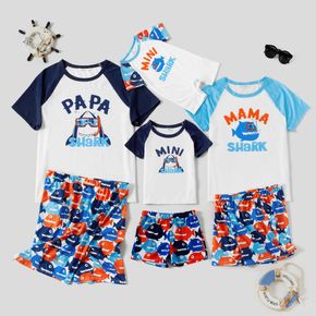 Family Matching Tropical Shark Print Raglan Short Sleeve Pajamas Set(Flame Resistant)