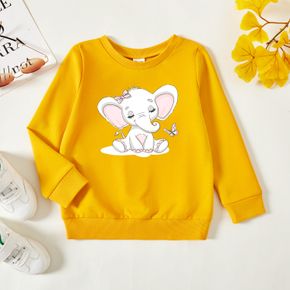 Toddler Graphic Elephant and Butterfly Print Long-sleeve Pullover