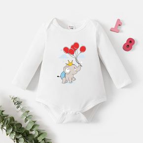 Baby Graphic Elephant and Balloon and Cloud Print Long-sleeve Romper