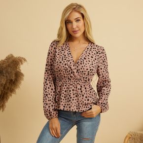 Leopard Allover V-neck Long-sleeve Shirt