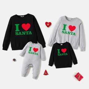 100% Cotton Christmas Letter and Love Heart Print Family Matching Long-sleeve Sweatshirts