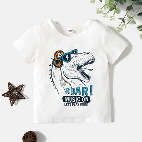 Toddler Boy Graphic Dinosaur and Letter Print Short-sleeve Tee