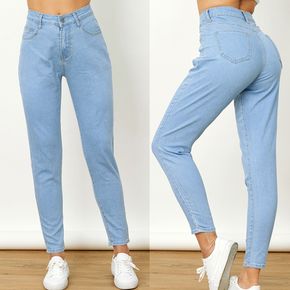 Retro Solid Close-flitting Two Side Pockets Jeans