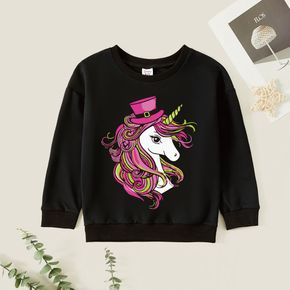 Kid Girl Graphic Unicorn Print Long-sleeve Pullover