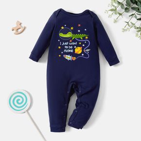 Baby Graphic Dark Blue Long-sleeve Jumpsuit