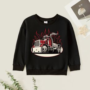 Kid Boy Graphic Truck Print Long-sleeve Pullover