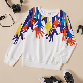 Kid Boy Colorful Palm Print Pullover Sweatshirt