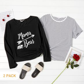 2-Pack Graphic & Striped Tee Set For women