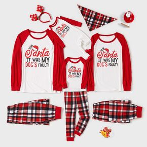 Weihnachtsbrief Print eng anliegender rot karierter Familie passendes Langarm-Pyjama-Set