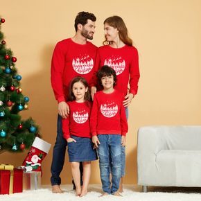 Christmas Letter Print Red Family Matching 100% Cotton Long-sleeve Sweatshirts