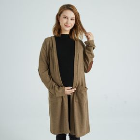 Umstands khaki Langarm-Cardigan-Mantel mit zwei Taschen