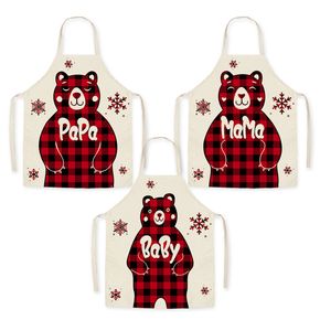 Christmas Adorable Bear Print Apron Family Matching Set