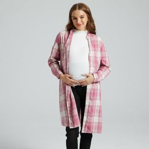 Multi-color Plaid Stand-up Collar Long-sleeve Button Front Shirt