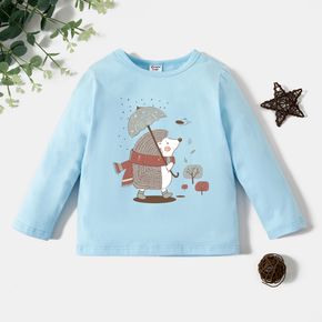 Toddler Graphic Hedgehog and Tree Print Long-sleeve Tee