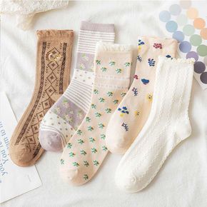 Women Multi-style Jacquard Comfortable and Breathable Socks