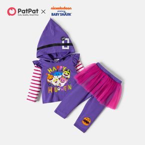 Baby Hai 2-teiliges Baby Mädchen Halloween-Baumwoll-Kapuzen-Sweatshirt und -Hosen-Set