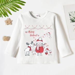 Christmas Toddler Girl Graphic Animals and Stars Print Long-sleeve Tee