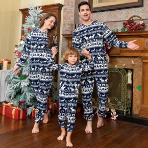 Christmas all over print family combinando conjuntos de pijamas de macacão de lã polar de manga comprida com capuz engrossado (resistente ao fogo)