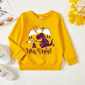 Toddler Boy Graphic Dinosaur and Letter and Forest Print Long-sleeve Pullover