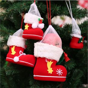 Christmas Santa Candy Boots Bag Red Shoes Stocking Snacks Gift Xmas Tree Ornaments Hanging Pendants Decor