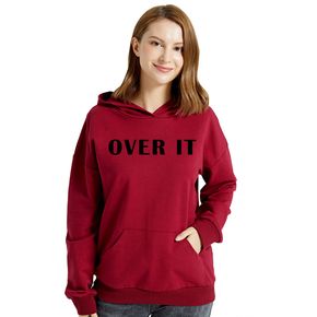 Women Graphic Letter Print Long-sleeve Hooded Pullover