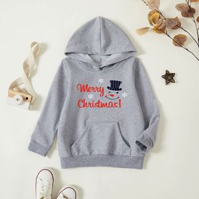 Christmas Toddler Graphic Snowman and Snowflake and Letter Print Long-sleeve Hooded Pullover