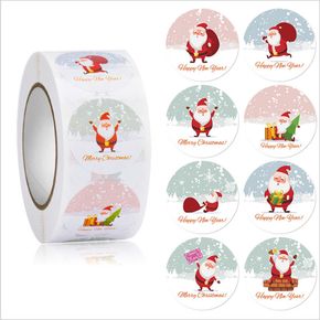 Christmas Stickers Roll Merry Christmas Stickers Round Christmas Tags Xmas Decoration Stickers for Envelope Cards Gift Boxes