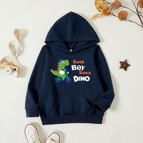 Toddler Boy Graphics Dinosaur and Letter Print Long-sleeve Hooded Pullover