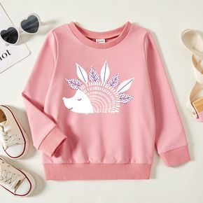 Toddler Graphic Hedgehog Print Long-sleeve Pullover
