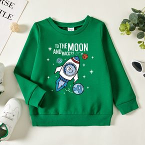 Toddler Graphic Galaxy and Letter and Rocket Print Long-sleeve Pullover