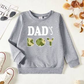 Toddler Boy Graphic Letter and Camouflage Print Long-sleeve Pullover